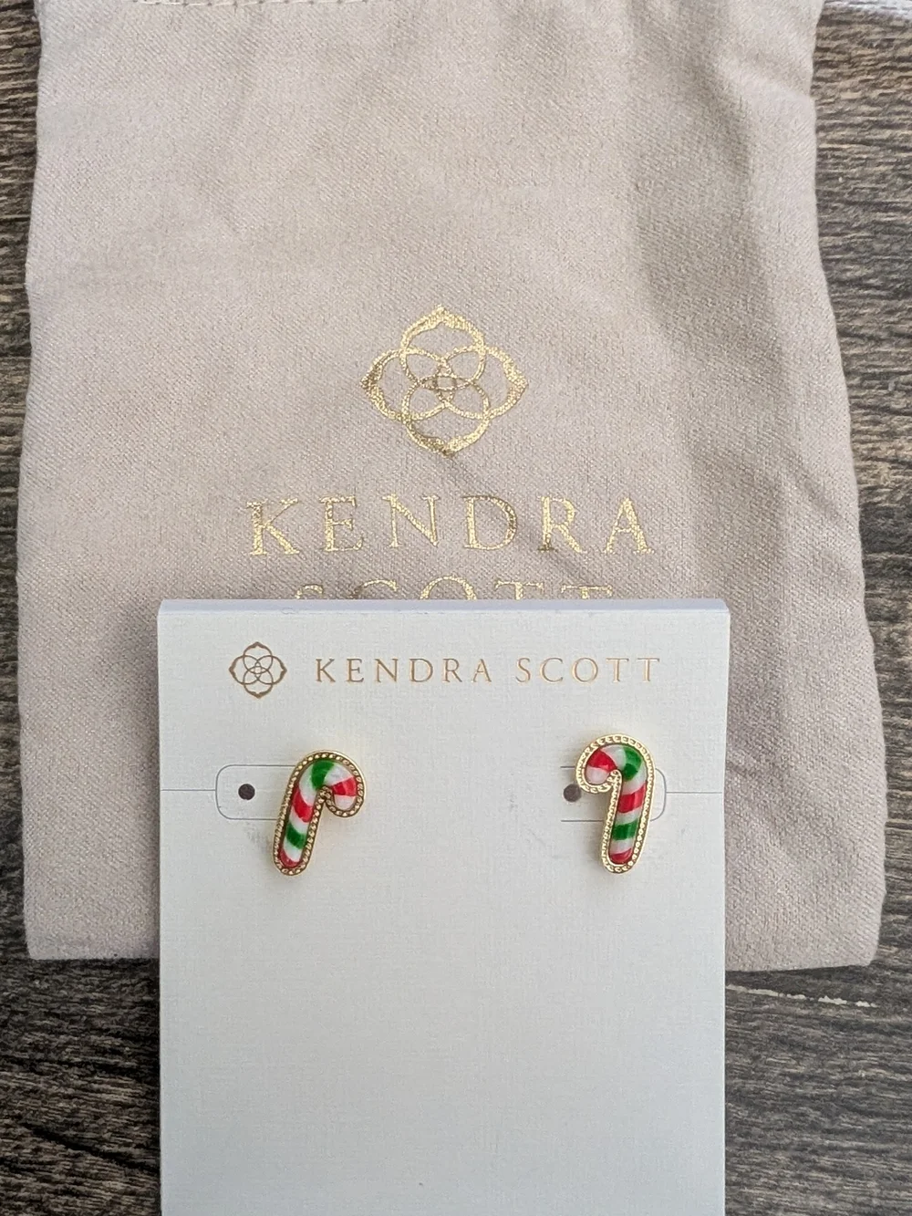 Kendra Scott Kids Candy Cane Stud Earrings - Red, Green & White